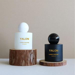 50ml Custom logo round luxury white/matte black/frost glass perfume spray bottle with round ball cap