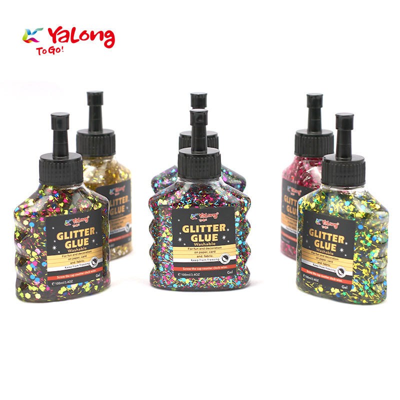 Yalong DIY Handwork Gold-dust Glitter Liquid Glue  6 Colors Mix Liquid Glue For Children