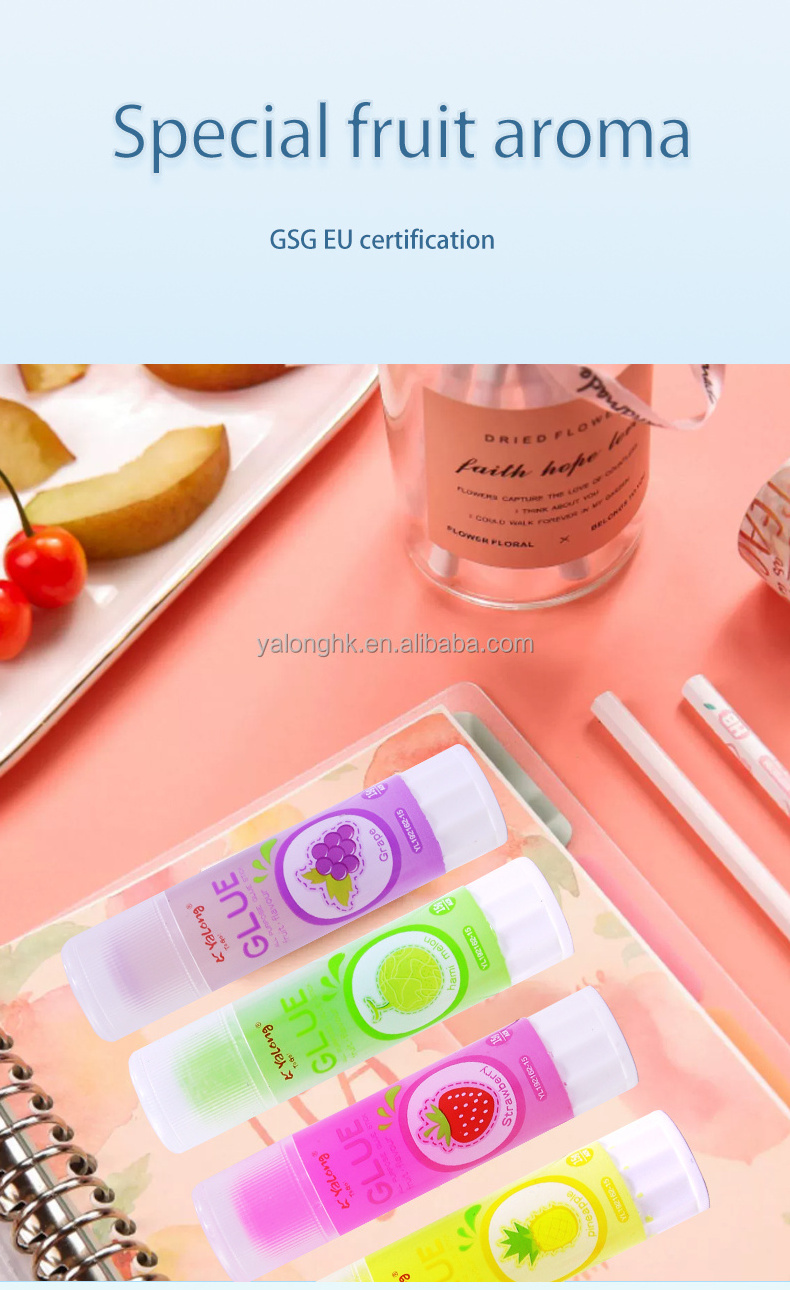 Yalong Non-Toxic PVA PVP Glue Stick 15g Transparent Fruit Scent Flavour Glue Stick For School And Office