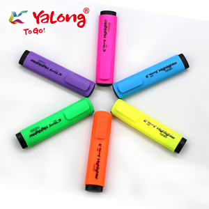 Yalong Hot Sale Multi Colors Art Markers Flat Square Barrel 12 Colors Highlighter Pen For Office And School