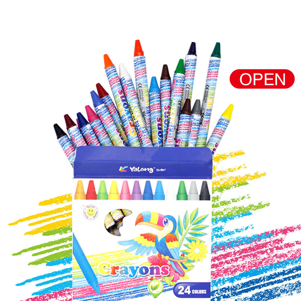 Yalong Custom Wholesale Hardcover Art Set Wax Crayon Multicolor Crayons Set For Kidsc Stationery Supplies