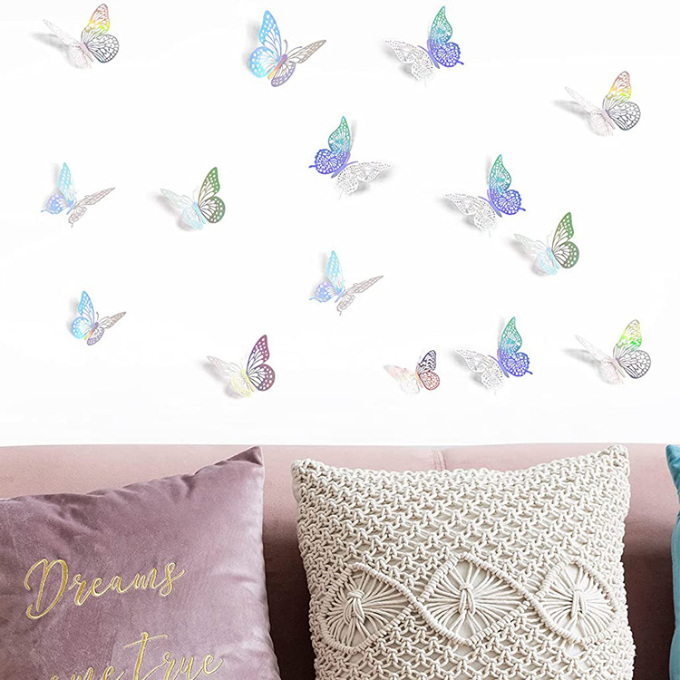 Butterfly Wall Sticker Rose Gold Butterfly Decor Waterproof For Nursery Room Window Wedding Party Decoration