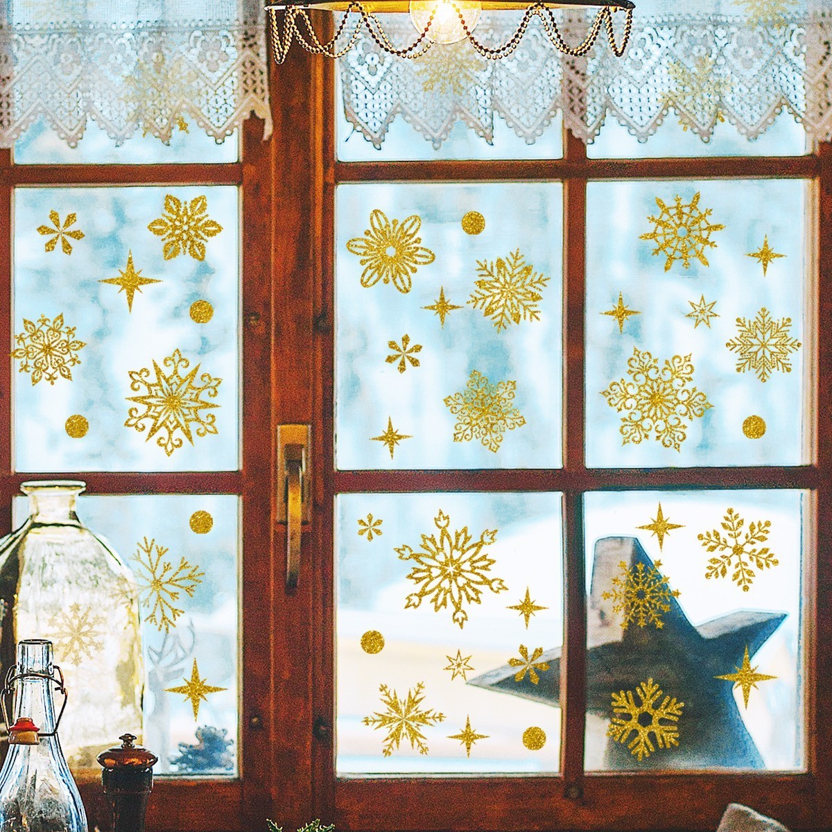 Christmas Snowflake Wall Stickers Window Clings Mural Decals Eco-Friendly Waterproof Xmas Winter Decorations For New Year Party