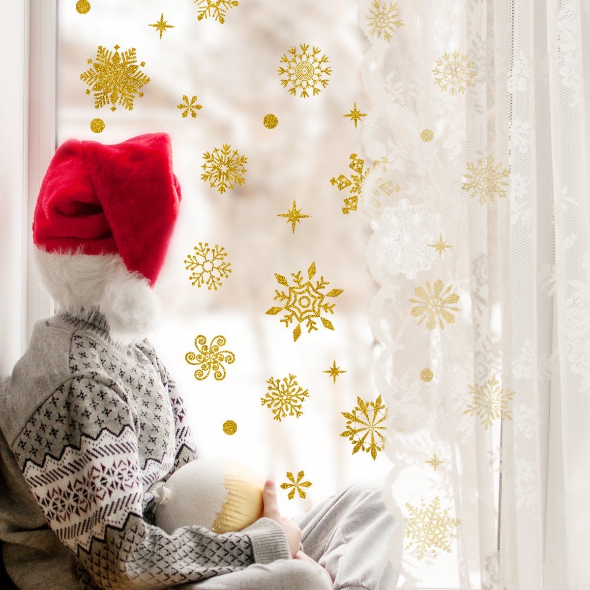 Christmas Snowflake Wall Stickers Window Clings Mural Decals Eco-Friendly Waterproof Xmas Winter Decorations For New Year Party