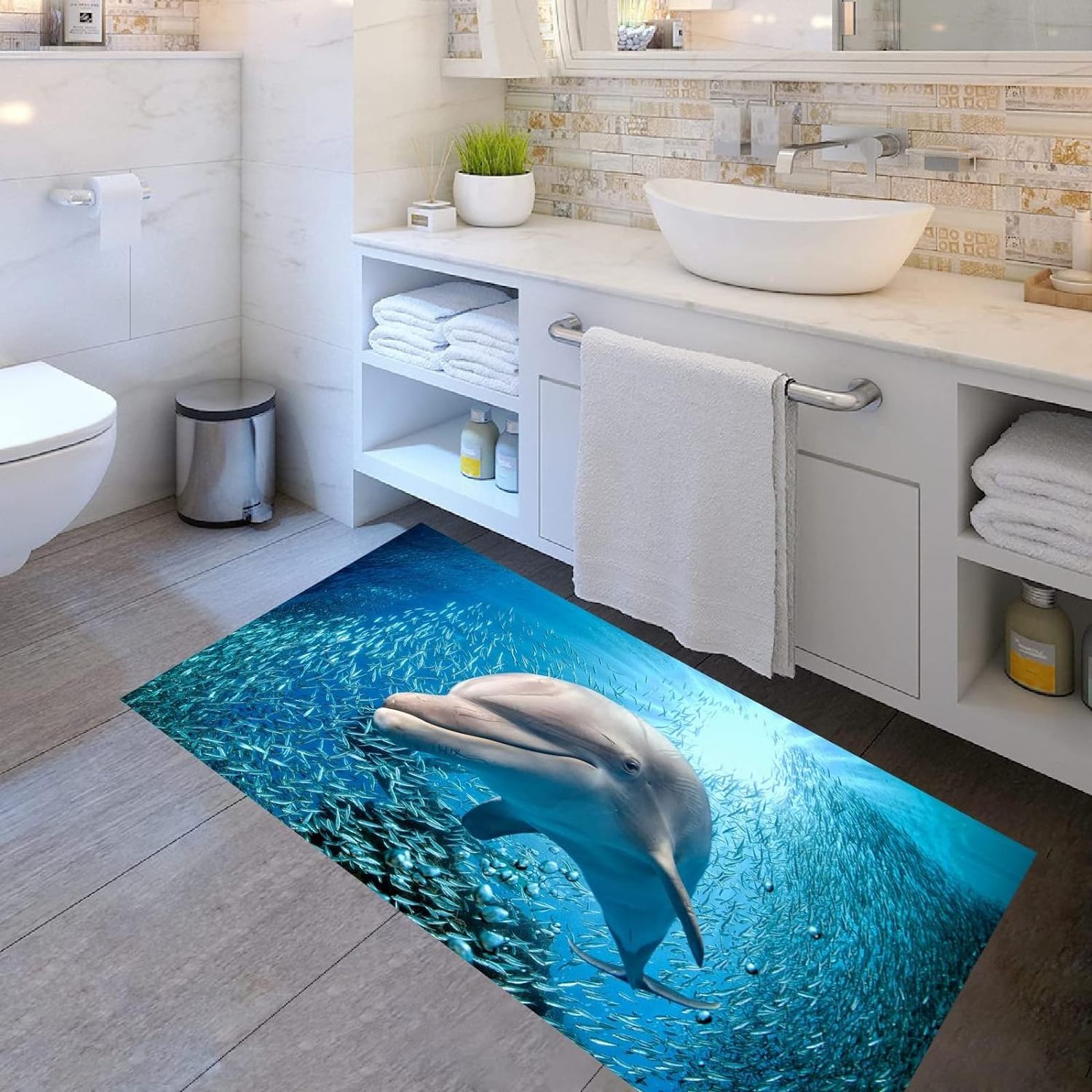 3D Ocean Wall Paper Floor Tiles Sticker Wall Stickers 3D Wall Effect Panels Nature Theme Sticky Adhesive Paper