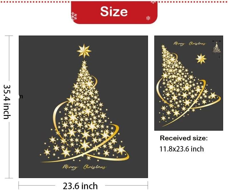 Christmas Tree Window Clings Stickers Christmas On Window DIY Static Wall Window Door Mural Showcase Decal Sticker For Glass