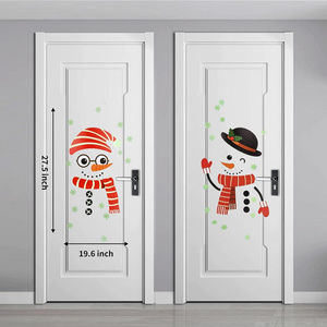 Christmas Entrance Door Stickers Home Decor Sheets Christmas Fridge Stickers Snowman Window Stickers With Snowflake Decals