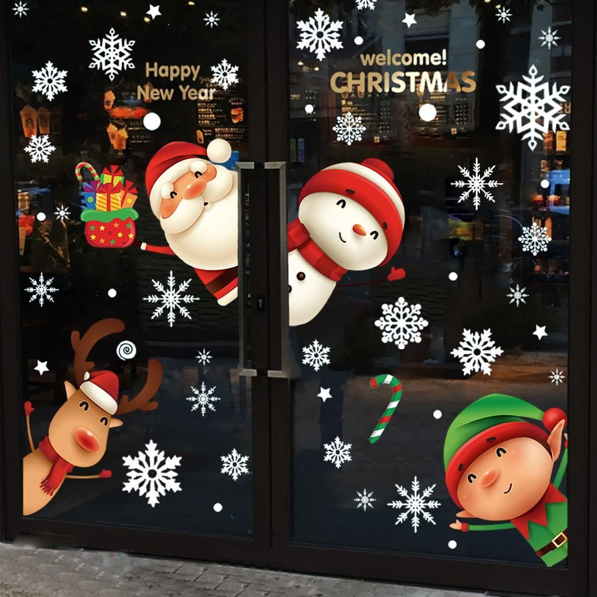 Large Christmas Window Clings Christmas Decorations Xmas Window Stickers For Winter Glass Christmas Window Decoration