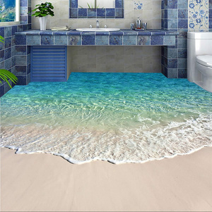 Wallpaper PVC Floor Tiles 3D Ocean Wall Decal Dolphin Wall Stickers Waterproof Removable Seascape