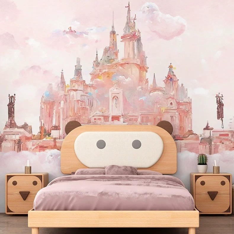 Wallpaper Princess Castle Wall Mural Custom Wall Decals For Kids Bedroom Girl Room Nursery Wall Decor Playroom