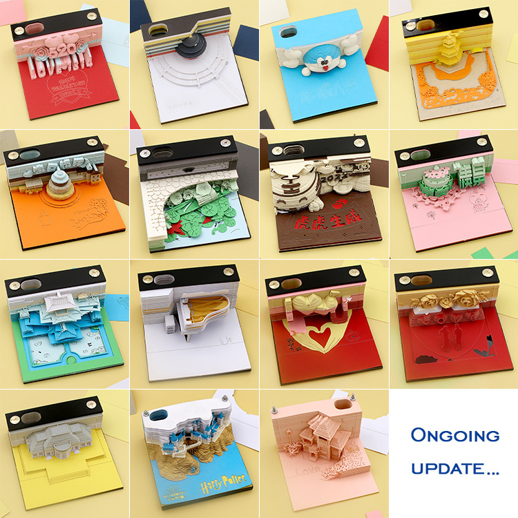 Unique 3D Paper Carved Calendar 3D Memo Pad Paper 3D Art Calendar Memo Pad 2024 Carving Sticky DIY Note For Office Home Gifts