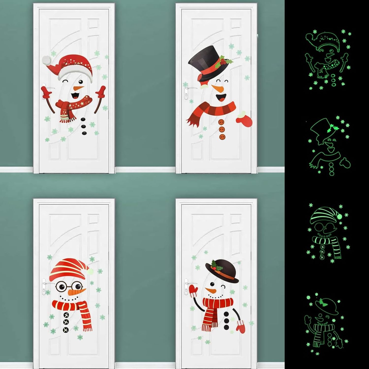 Christmas Stickers Entrance Door Large Snowman Xmas Door Decals Christmas Door Sticker Snowflakes Door & Wall & Window