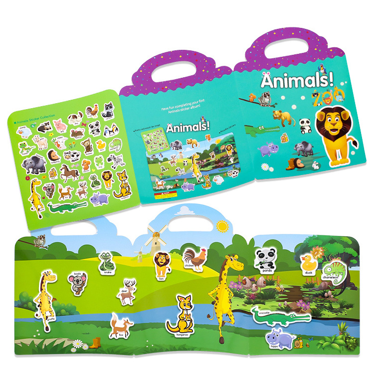 Sticker Book Animal Sticker Set Washable Reusable Anime Activity Book 3D Puffy Foam Stickers For Children Home Travel Creativity