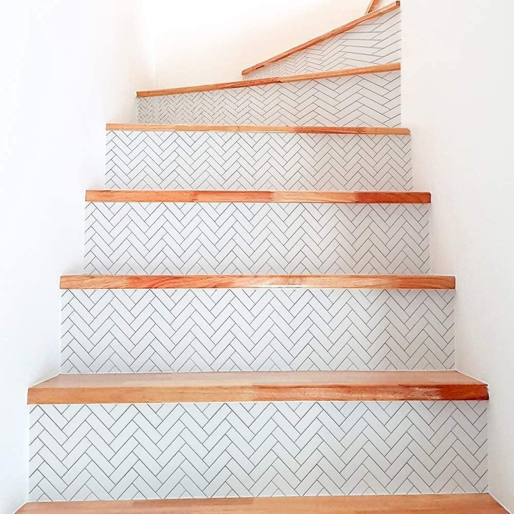 Stair Mural Decals Stripes Self-Adhesive Stair Decals Stair Risers Stickers DIY Home Decorations Office Store Shopping Mall