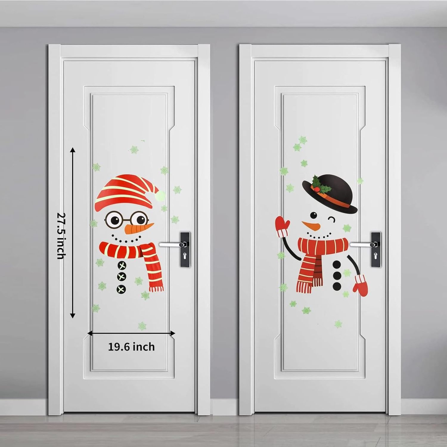 Christmas Stickers Entrance Door Large Snowman Xmas Door Decals Christmas Door Sticker Snowflakes Door & Wall & Window