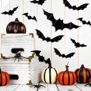 Halloween Bats Different Sizes Pvc Bat Stickers Scary Black Sticker Home Decor Diy Wall Decal Bathroom Indoor Party Supplies