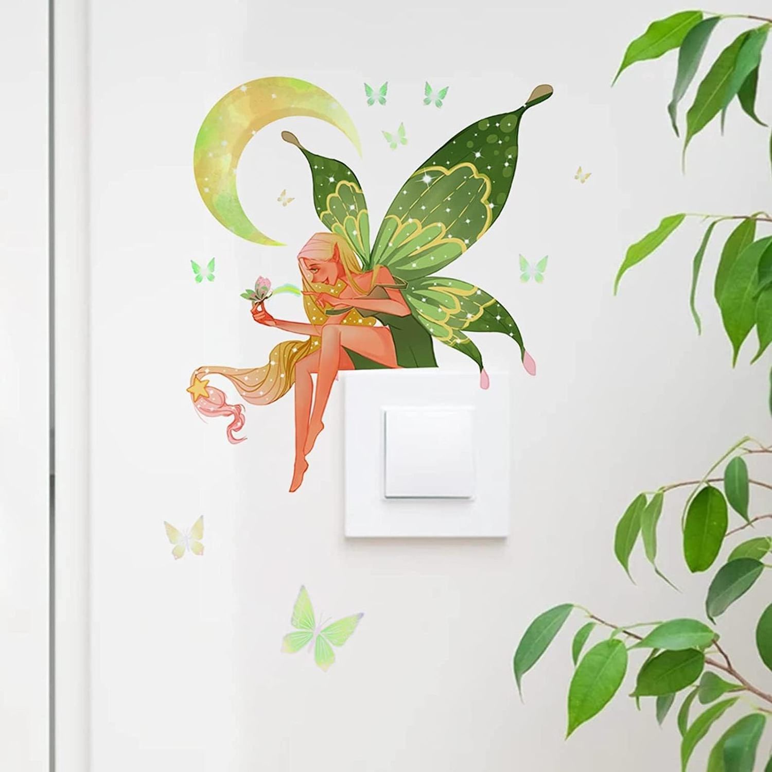 Room Switch Stickers Butterfly Fairy Wall Decal Glow In The Dark Wall Sticker For Bedroom Nursery Bathroom Living Room Classroom