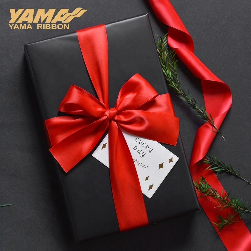 YAMA Factory Large Stock Wholesale 100 Yards 196 Solid Colors Double Face Smooth Satin Ribbon 4cm 3.8cm Widths