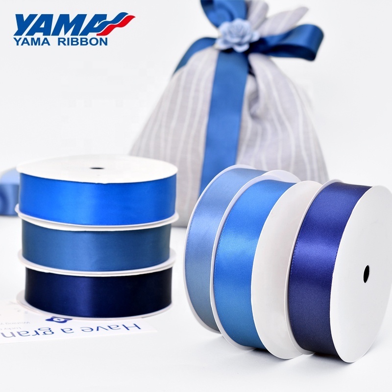 Yama Ribbon Polyester 3-100MM Double Faced Smooth Sky Navy Blue Satin Ribbon