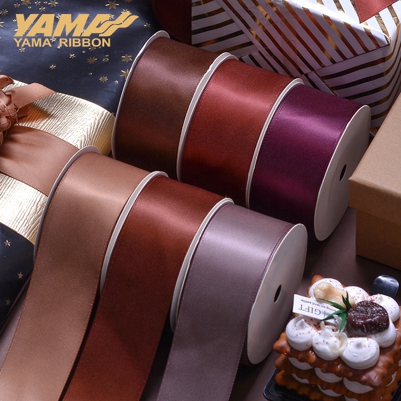 YAMA Factory Large Stock Wholesale 100 Yards 196 Solid Colors Double Face Smooth Satin Ribbon 4cm 3.8cm Widths