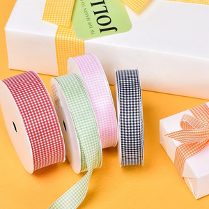 YAMA factory price wholesale polyester 76 colors fashion colorful blue tartan ribbon plaid ribbon roll for packing