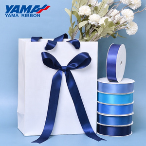 Yama Ribbon Polyester 3-100MM Double Faced Smooth Sky Navy Blue Satin Ribbon