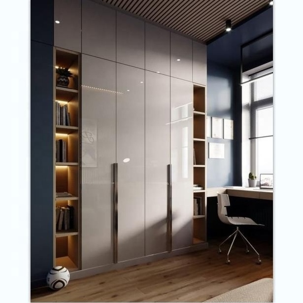 High Quality Modern Style Wooden Wardrobe Glossy Wardrobe Closet Customized