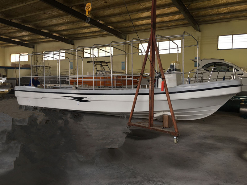 32ft fiberglass panga tourist passenger ferry fishing boat with full canopy