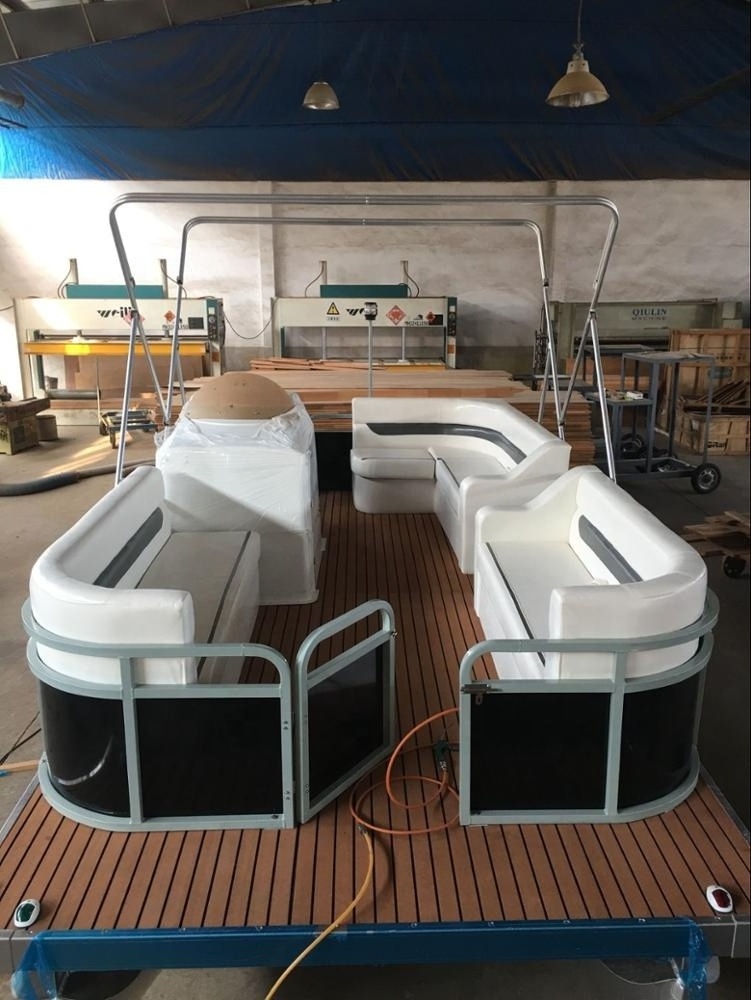 16ft good quality nice decking electric floating catamaran pontoon boat with ce certification