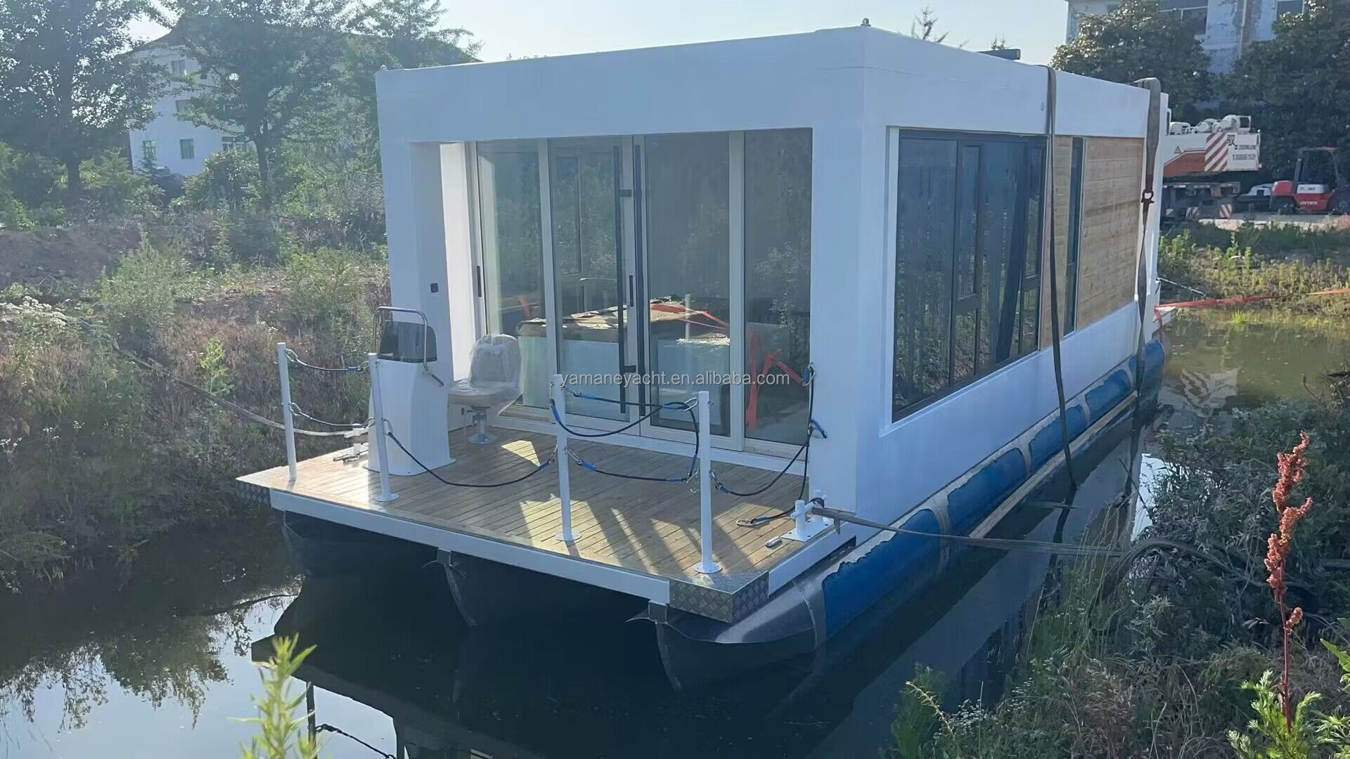 38ft Aluminum House Boat Luxury Floating Barge With Bedroom