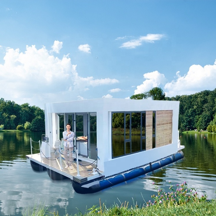 38ft Aluminum House Boat Luxury Floating Barge With Bedroom