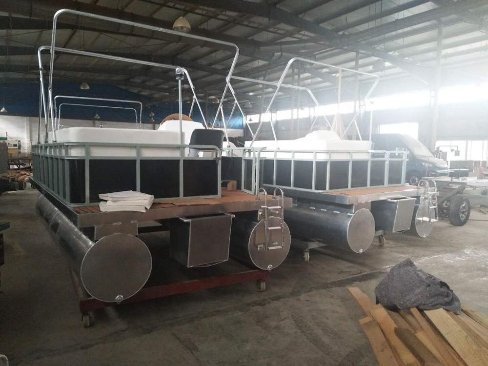 16ft good quality nice decking electric floating catamaran pontoon boat with ce certification