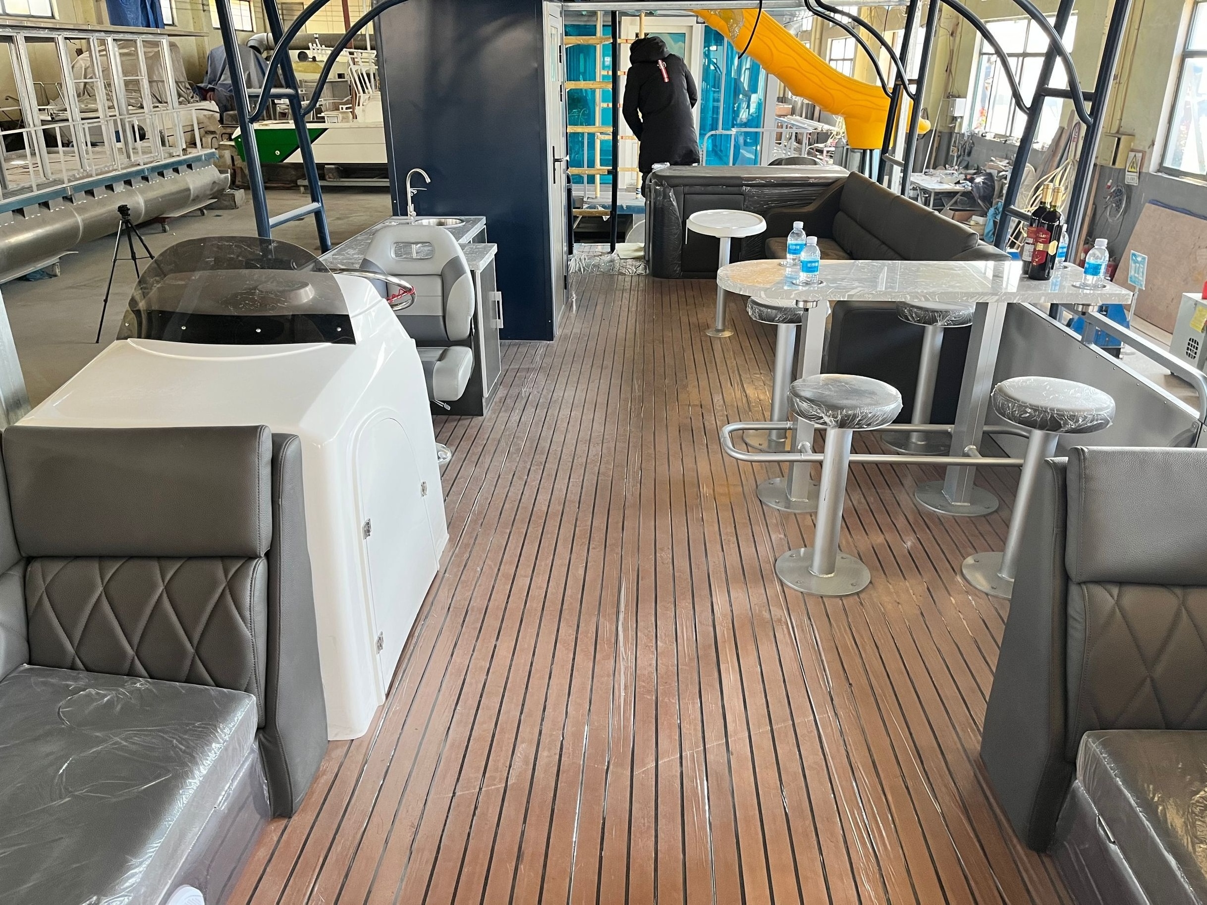 YAMANE  36ft Best Quality Luxury Passenger Tourist Party Barge Double Decker Aluminum Pontoon Boat  For Sale