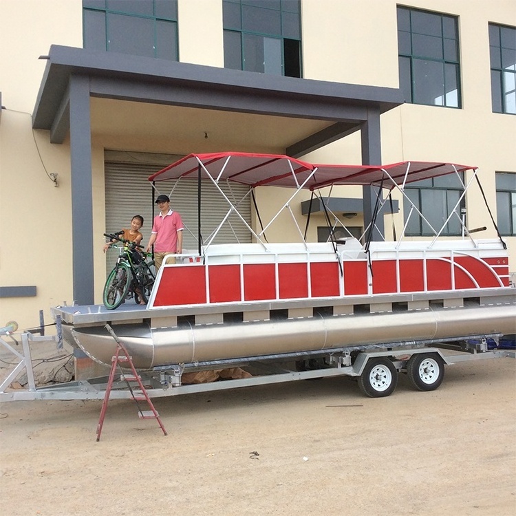 25ft Aluminum Pontoon Boat BBQ Barge Water Floating Tritoon Leisure Boat