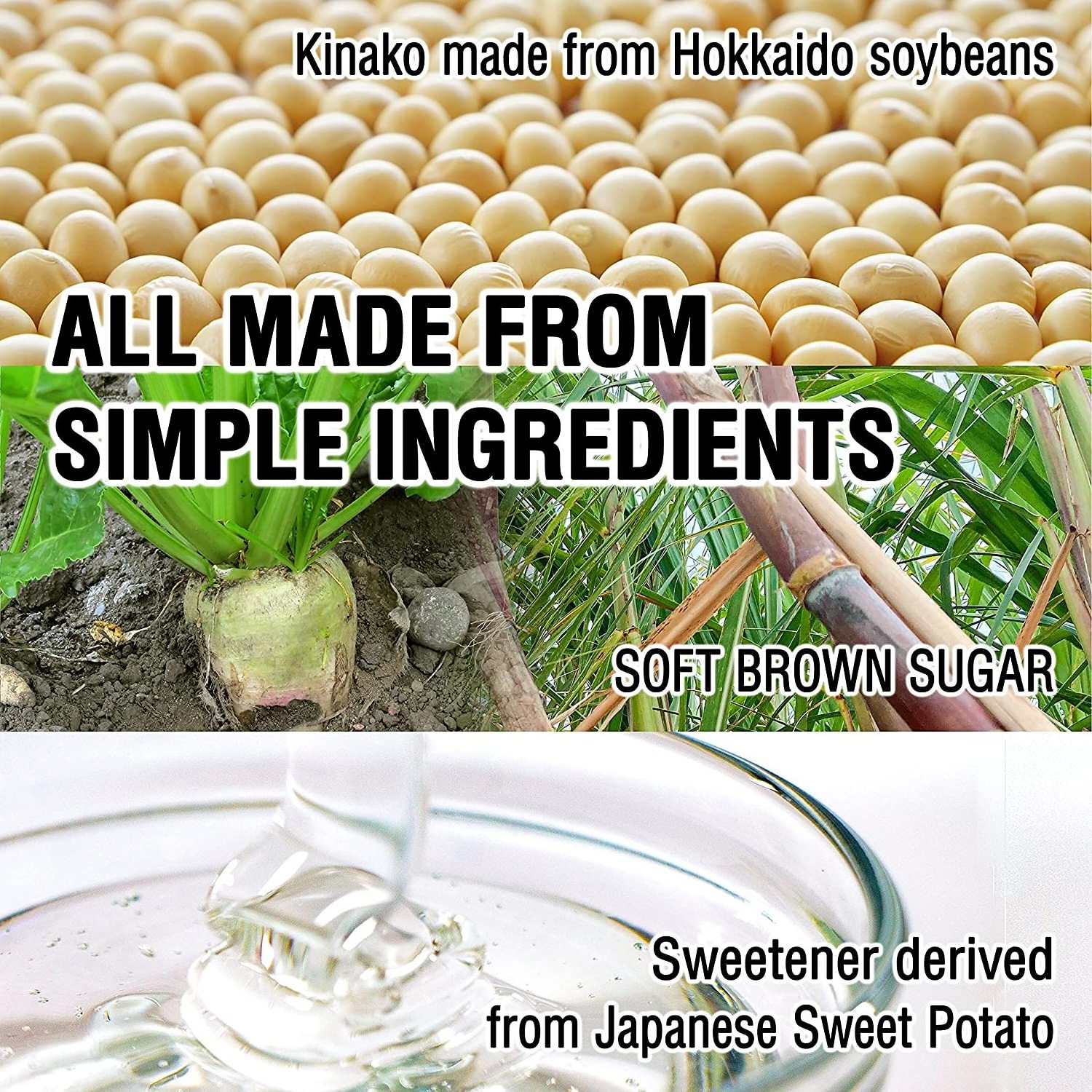 Japanese snacks - Kinako Mochi Twisted Japanese traditional candy- Handmade, No Additive, Using Hokkaido Soybeans