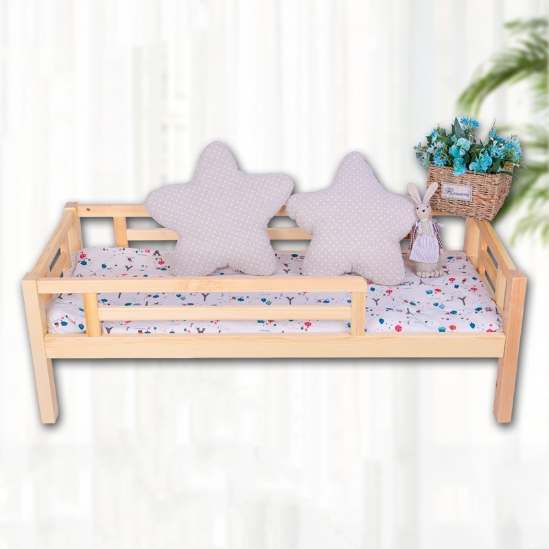 Kindergarten Solid Wood Children Bed with Guardrail 0617