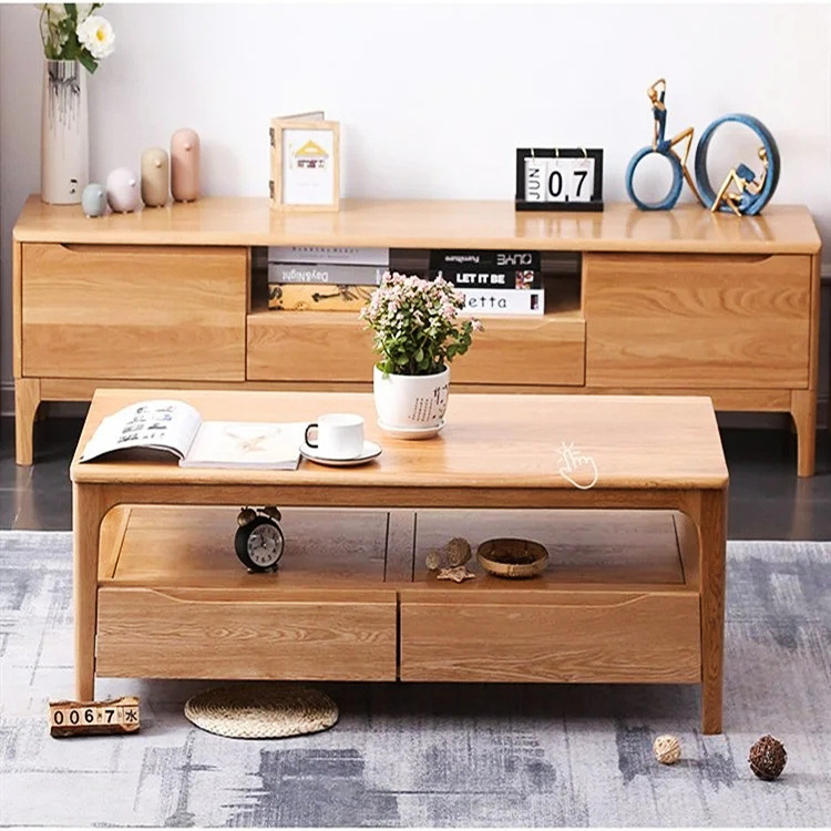 Home Living Room Modern and Simple Solid Oak Wood Small Apartment TV Stand Cabinet Home Furniture 0019