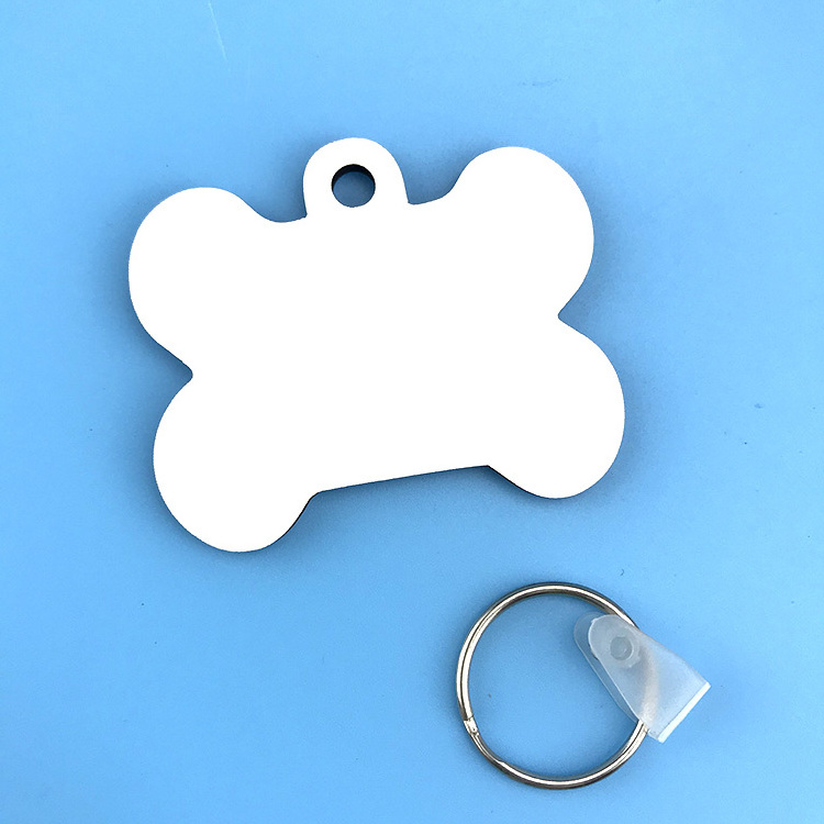 Simple wooden sublimation mdf bone shape white keychains laser engraving blanks