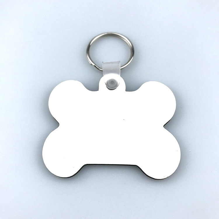 Simple wooden sublimation mdf bone shape white keychains laser engraving blanks