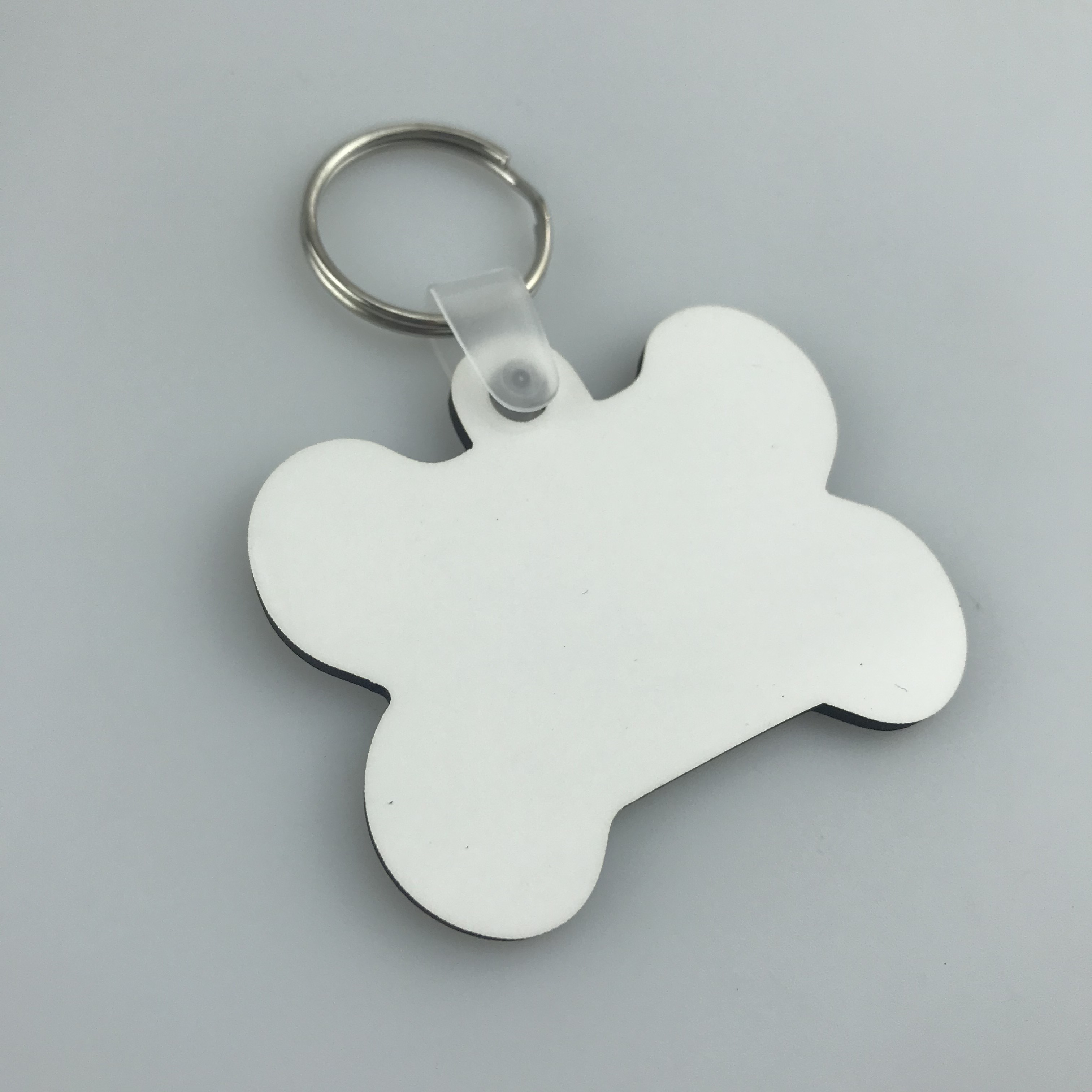 Simple wooden sublimation mdf bone shape white keychains laser engraving blanks