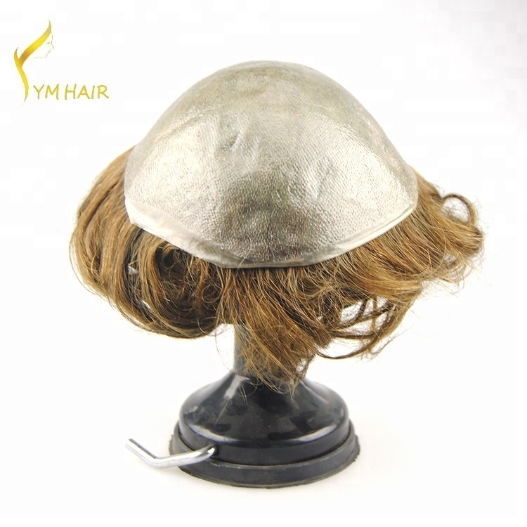 Wholesale high quality 100% European Virgin Remy Human Hair Lace Wig Full Size Toupee for Men