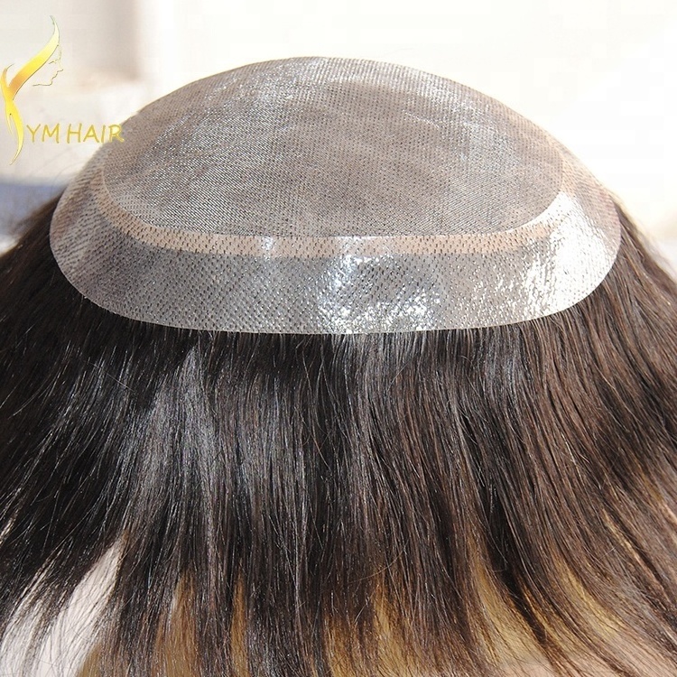 Wholesale high quality 100% European Virgin Remy Human Hair Lace Wig Full Size Toupee for Men