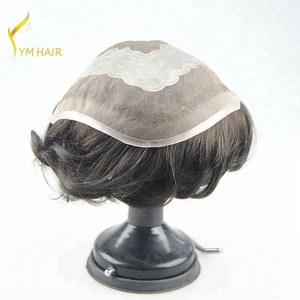 Wholesale high quality 100% European Virgin Remy Human Hair Lace Wig Full Size Toupee for Men