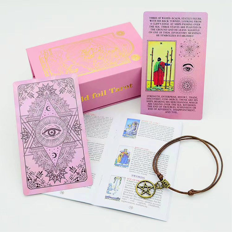 custom printing gold foil pink paper poker desk games tarot playing cards with logo