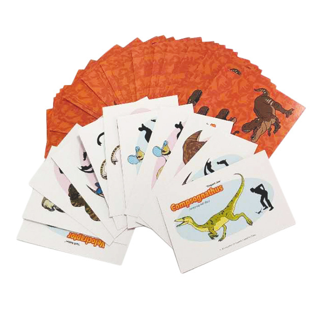 Customized promotional printed game playing dinosaur cards