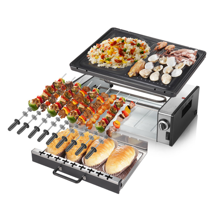 Household electric oven smoke-free non stick electric baking pan grill skewers household machine barbecue grill