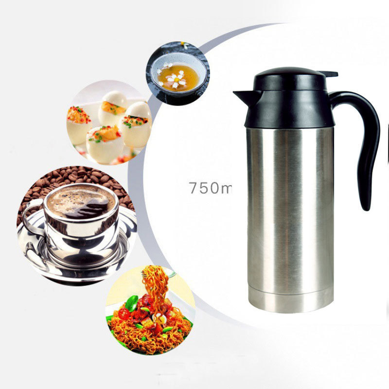 12V/24V 750ml Vehicular Kettle 120W/240W Stainless Steel Electric Kettle Car Tea Kettle Water Heater Electric Car Heating Cup