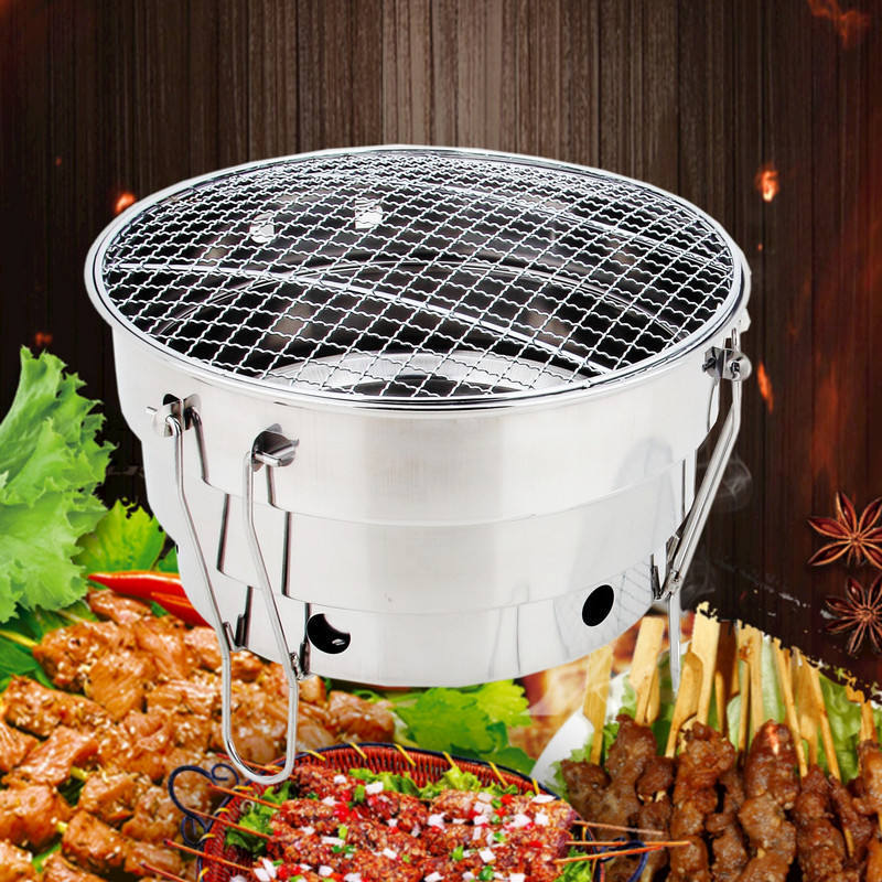 Portable Bbq Grill Tabletop Folding Stainless Steel Fire Pit Cooking Supplies Indoor Outdoor Charcoal Grill For Camping Picnic