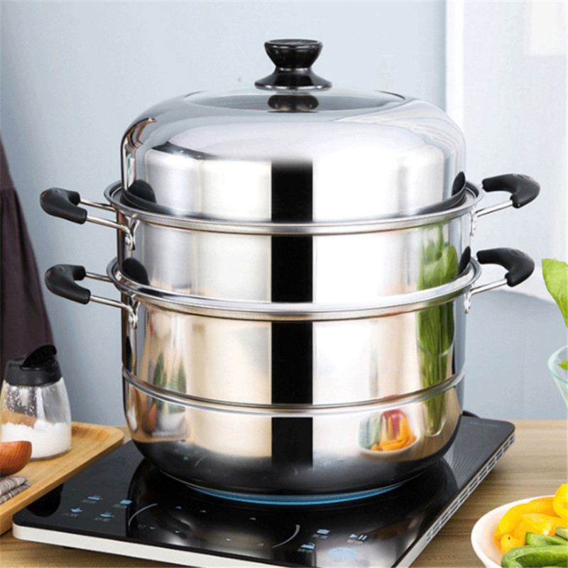 Stainless Steel two Three layer Thick Steamer Soup Steam Pot Universal Cooking Pots for Induction Cooker Gas Stove Smart Cooker