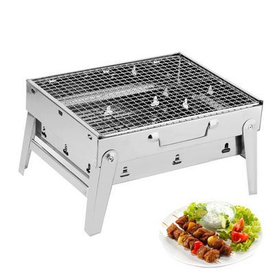 Portable Outdoor Barbecue Grill 430 Stainless Steel Folding BBQ Charcoal Grills for Camping Pinnic Kebab Barbecue Oven